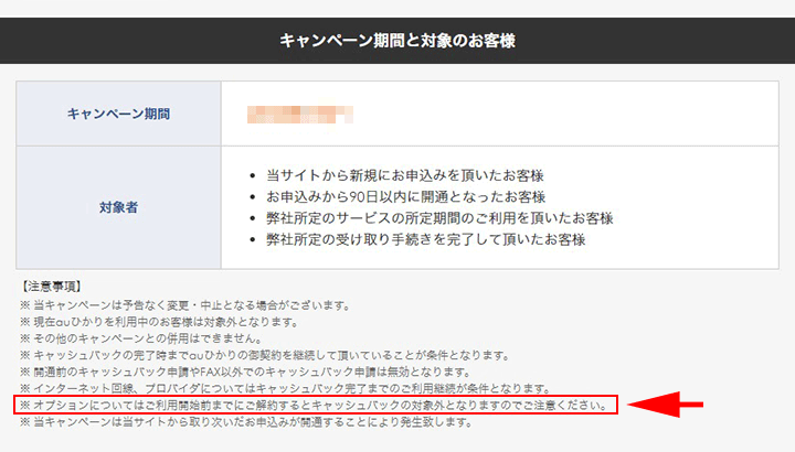 オプションが必要であるかのように記載