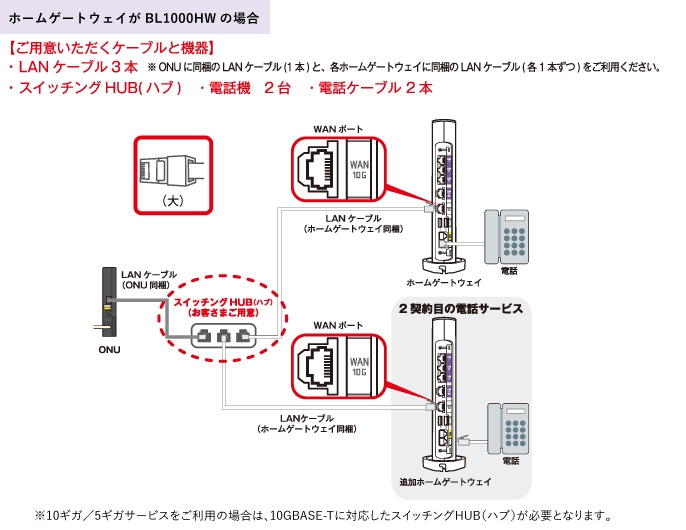 auひかりホームゲートウェイがBL1000HWの場合